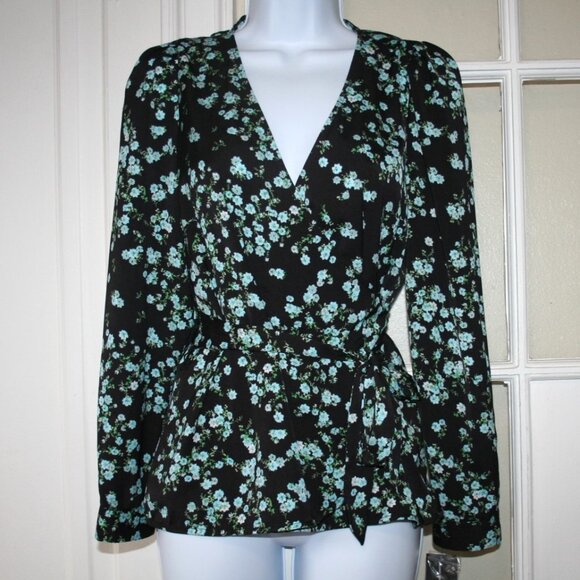 NWT INC International Floral Wrap Blouse Small - Picture 1 of 7